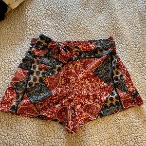 Patterned Fabric Tie Shorts